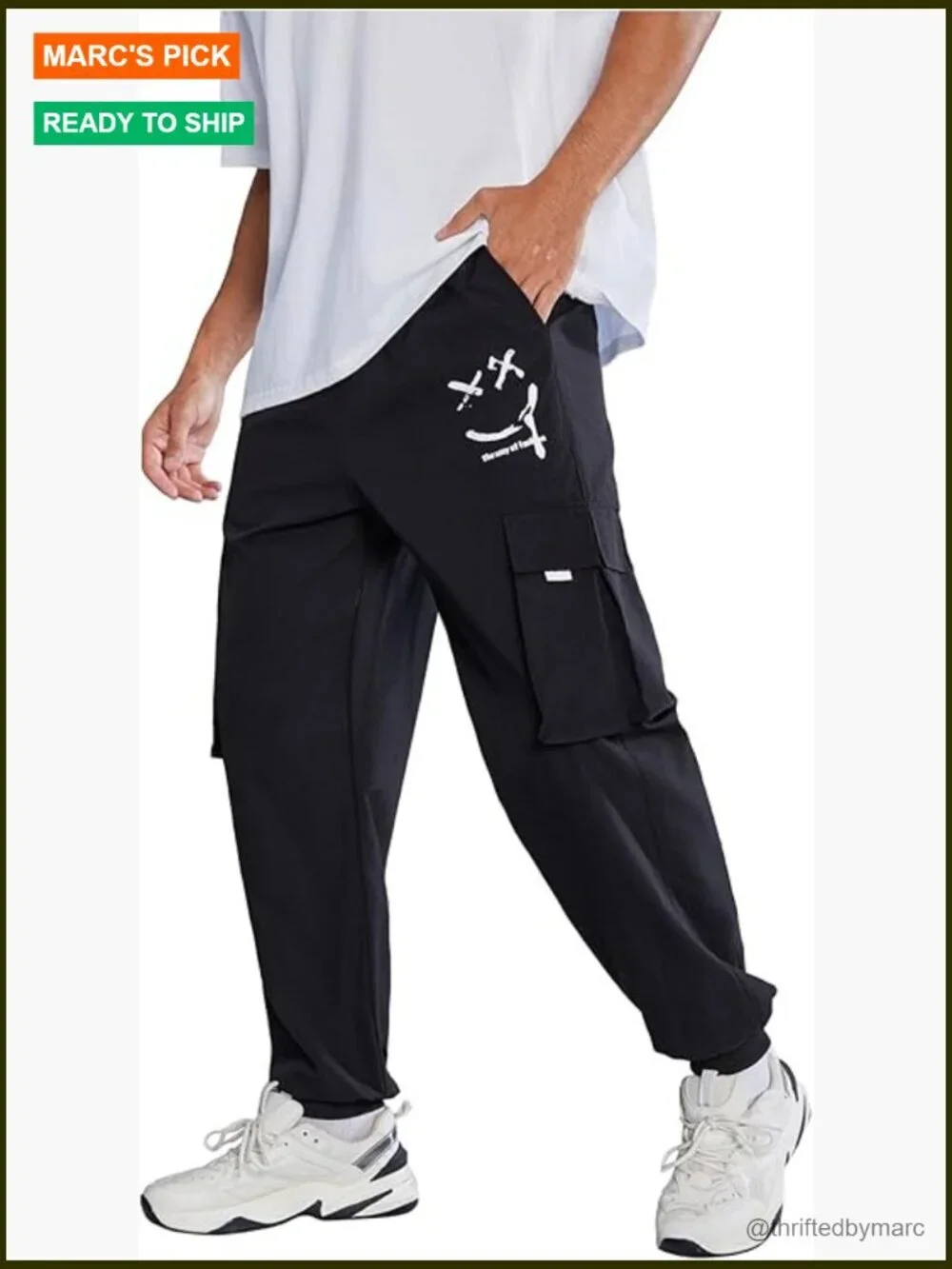 Men's Cargo Joggers with Pockets Pull On Lightweight Street Pants